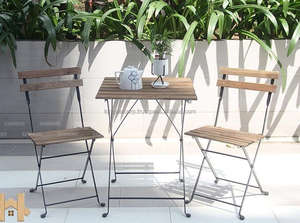 Vietnam Acacia Matériau Acier Encadré Bistro Terrasse Design Moderne pour Balcon Terrasse Jardin Endroits Extérieurs Japon Standard - Product Image 3