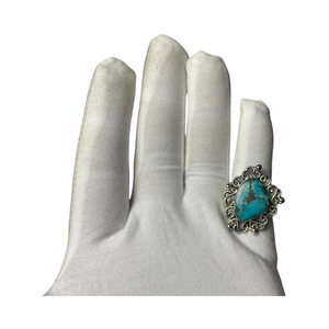 Direct Factory High Quality 925 Sterling Silver Fine Wedding Party <b>Rings</b> for Women Classic <b>Turquoise</b> Gemstone Bezel Setting - Product Image 2
