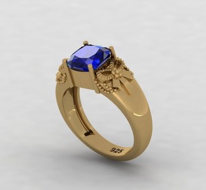 18k Gold 925 <b>Silver</b> 8mm Cushion Cut Blue Sapphire Quartz Gemstone Prong Set Bow Design Vintage Engagement <b>Ring</b> Fine Jewelry Gift - Product Image 6