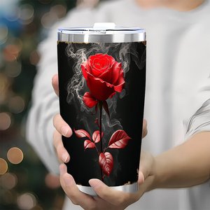 Gobelet isotherme en acier inoxydable 20 oz à double paroi avec motif rose - Product Image 3