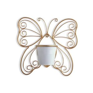 Jardinière murale en métal en forme de papillon avec pot blanc pour plantes vertes d'intérieur, style rustique créatif, pot de fleurs suspendu - Product Image 4
