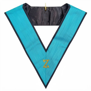 AASR 4th Degree <b>collar</b> black trim Scottish Rite symbolism Hand embroidered Z emblem ritual apparel ceremonial rank distinction - Product Image 1