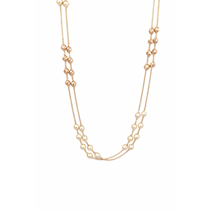 Collier double rangs en or rose 18 carats avec perles pour femme, chaîne délicate à deux brins avec perles blanches, bijoux de mode - Product Image 3