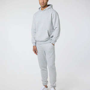 ชุดวอร์มลำลองมีฮู้ดสำหรับผู้ชาย เสื้อแจ็คเก็ตแบบสวมหัว กางเกงจ็อกเกอร์ ผ้าฝ้าย 100% ซับในผ้าฟลีซ รับผลิตแบบ Private Label สกรีนโลโก้ตามสั่ง OEM - Product Image 2