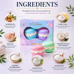 Bombas de Baño Redondas y Lindas, Naturales, Hechas a Mano, en Forma de Macaron Morado y Azul, Tratamientos de Spa para el Baño, OEM Disponible, Exportación de Bolas de Baño - Product Image 3