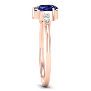 แหวนหมั้นเพชรโมอิสซาไนต์ทอง 14K ราคาส่ง REYES สำหรับผู้หญิง แหวนหรูหราทรงลูกแพร์ ประดับพลอยไพลินสีน้ำเงิน 0.75 กะรัต เครื่องประดับชั้นดี - Product Image 3
