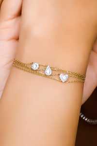 Chain Link <b>Bracelets</b> 14K <b>Solid</b> Gold 7 Inch Heart Pear Round Cut Lab Grown Diamond Stacking Minimalist Fine Jewelry Factory Price - Product Image 5