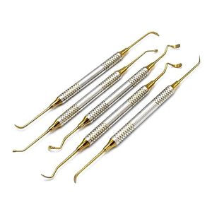 Kit de Levage Sinusien 5 Pièces Plaqué Or pour Implants Dentaires, Élévateurs à Double Embout, Chirurgie Orale, Ensemble d'Instruments pour Greffe Osseuse - Product Image 1