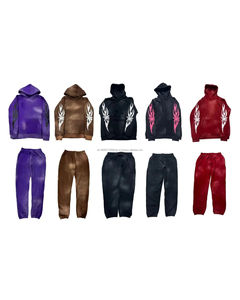 Conjunto personalizado Vintage para correr, Jersey lavado ácido, chándal, Sudadera con capucha y pantalones de chándal acampanados de pierna recta para hombres - Product Image 6