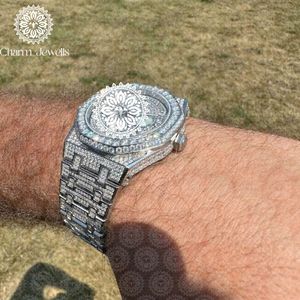 Reloj de Lujo para Hombre Charm Jewells, Caja de Acero Inoxidable de 40 mm, Movimiento Mecánico, Detalles de Diamantes, Correa de Cuero, Resistente al Agua 10 Bar - Product Image 5