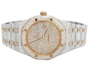 Montre de luxe pour homme BOJ A.P.42 à cadran à aiguilles, mouvement automatique, bicolore, avec diamants VVS et moissanite, boîtier en alliage, bracelet en acier inoxydable, prix bas - Product Image 2