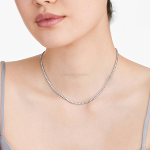 Collar de tenis con diamantes cultivados en laboratorio de corte redondo de 0.50 ct al por mayor, cadena de eslabones de diamantes brillantes de oro blanco de 14K con certificación IGI - Product Image 3