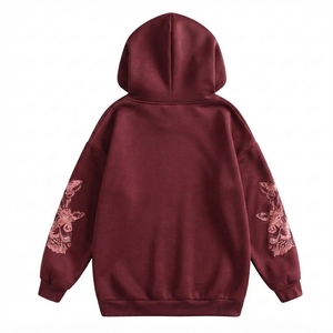 Custom 3D Embroidered 100% Cotton Solid Fleece Oversized Eco-Friendly Unisex Premium Pullover Hoodie Spring - Product Image 3