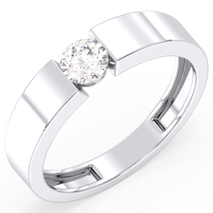 Bague REYES personnalisée en moissanite taille ronde en argent sterling 925 plaqué rhodium blanc 14K 18K, cadeau pour homme et femme - Product Image 2