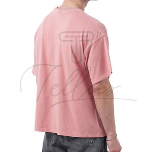 T-shirts décontractés pour hommes en coton délavé à l'acide, style streetwear, avec épaules tombantes et effet délavé personnalisé - Product Image 4