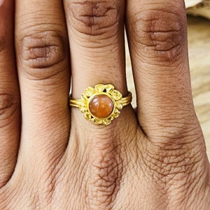 Latest Design Carnelian <b>Ring</b> Boho Floral <b>Statement</b> <b>Ring</b> For Women Brass 18k Gold Plated Floral Band Boho Fashion Wholesale <b>Ring</b> - Product Image 6