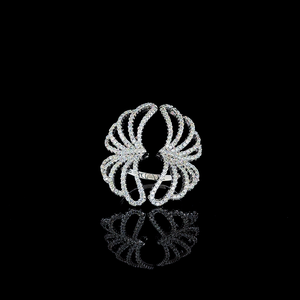 Elegant Silver Plated <b>Crystal</b> Wings <b>Ring</b> High Polish Airy Feather Statement Band Fashion Party Wear Jewelry Gift For Her - Product Image 2