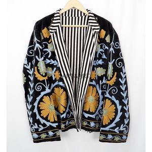 ART&ART High Quality Velvet Suzani Embroidered Eco-Friendly Floral <b>Pattern</b> <b>Quilted</b> <b>Jacket</b> for Women Boho Style Winter Statement - Product Image 3