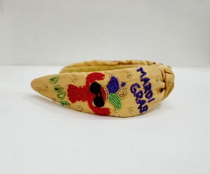 Luxury Daily Wear Mardi Gras Theme <b>Beaded</b> <b>Headband</b> Handmade Pearl Hair Accessories New Design - Product Image 2