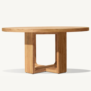Table ronde en teck en promotion, style moderne et épuré, durable et idéale pour l'extérieur - Product Image 1