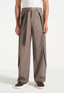 Men's High Waist Pleated Formal Trousers Straight Leg <b>Wool</b> Blend Suit <b>Pants</b> Autumn Wear - Product Image 4