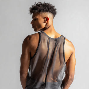 Vêtements de plage, haut en maille transparente pour homme, 100% polyester, débardeur en maille transparente pour homme, débardeur à séchage rapide, hauts transparents pour homme - Product Image 2