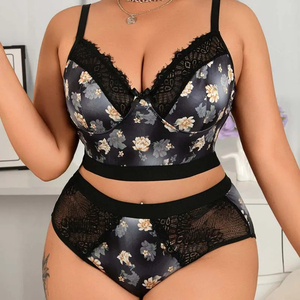 Sujetador Push-Up con Aros y Encaje Sexy para Mujer, Braguita de Bikini con Bordado Floral, Lencería de Lujo Transpirable, Venta al por Mayor - Product Image 4