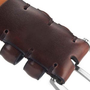 Cinturón KIVOTECH de Cuero Genuino, Piel de Vaca, Color Marrón Sólido, Hebilla Rectangular Plateada, Cinturón Formal para Hombre - Product Image 5