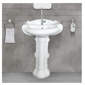 Lavabo de cerámica de lujo con pedestal, lavabo de baño de 630x530x940mm, lavabo de porcelana para lavar ropa, juego Catino - Product Image 5