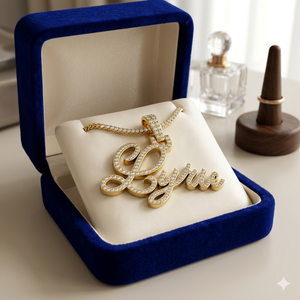Collar Personalizado con Letras en Cursiva Estilo Hip Hop, Chapado en Rodio y Oro de 10K, con Colgantes de Moissanita, Regalo Unisex - Product Image 2
