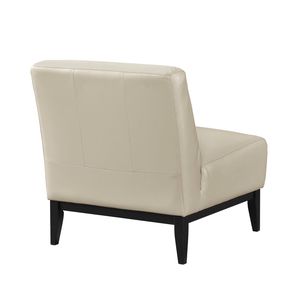 Lussuosa Poltrona in Pelle Beige con Cuscino Resistente e Schienale in Legno Massello, Comodo Arredo per Soggiorno - Product Image 4