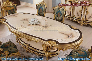 Mueble de comedor tallado pesado de estilo francés, mueble de comedor de lujo de 4 plazas de estilo italiano - Product Image 6