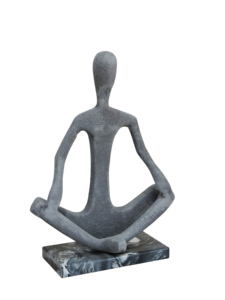 ประติมากรรมอะลูมิเนียมรูปท่าโยคะเซนสมัยใหม่ - รูปปั้นมนุษย์นั่งสมาธิแบบนามธรรมพร้อมฐานหินอ่อนสำหรับตกแต่งบ้านหรือสำนักงานสไตล์มินิมอล - Product Image 2