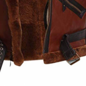 Blouson aviateur B3 en cuir véritable pour homme, doublure en peau de mouton, coupe-vent, veste de moto, manteau d'hiver, fermeture éclair - Product Image 3