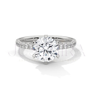 Three Stone <b>925</b> <b>Silver</b> <b>Ring</b> For Wome Most Selling Round Cut Diamond <b>Ring</b> Pave Settings for Everyday Wear Office Use and Elegant - Product Image 1
