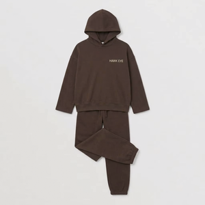 Trajes Deportivos Personalizados al por Mayor para Mujer, 100% Algodón Grueso, Color Marrón, Diseño Casual de Otoño, con Capucha y Cierre con Cordón - Product Image 3