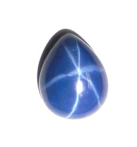 Zafiro Azul Estrella Pera 6x8 mm 1.5 Quilates, Cabujón Pulido Creado en Laboratorio con Efecto Estrella de 6 Rayos, 3 mm de Altura para Fabricación de Joyas - Product Image 3