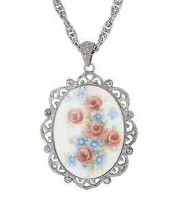 Collana con Ciondolo Floreale Ovale |   2028 - Product Image 2