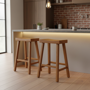 เก้าอี้บาร์ทรงสูง ไม้ยางพาราแท้ ทรงกลม ทันสมัย เรียบง่าย ตกแต่งห้องนั่งเล่น เฟอร์นิเจอร์ทนทาน น้ำหนักเบา - Product Image 4