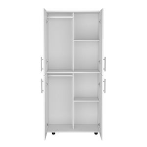 Armoire de 70 pouces blanche avec portes doubles, 6 étagères, 2 tiges de suspension - Product Image 6