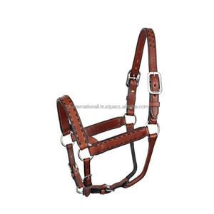 Suministro al por mayor de calidad premium: Cabestro de cuero genuino para carreras de caballos con acolchado suave y herrajes de latón. - Product Image 2