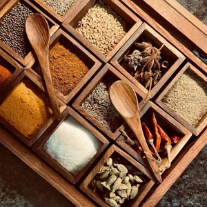 Handcrafted Wooden <b>Spice</b> <b>Box</b> with 12 Compartments & Glass Lid | Traditional Masala Organizer Sheesham Wood Kitchen Storage - Product Image 1