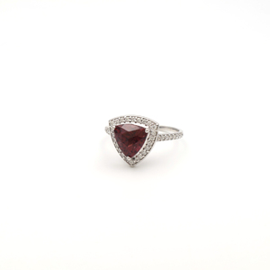 Luminous Pink Stone <b>Garnet</b> <b>Ring</b> Trillion Cut Elegant Fashion Accessory for Trendy Women Jewelry Collection - Product Image 3