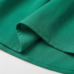 Jupe courte en mousseline de soie verte pour femmes, taille élastique, style décontracté d'été, coupe évasée avec cordon de serrage - Product Image 6