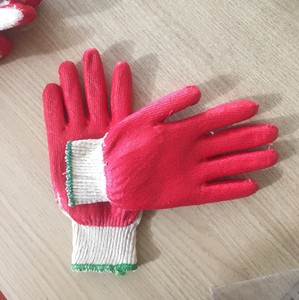 Red Nitrile Coated Cotton Garden <b>Gloves</b> Knit Wrist Anti-Slip Work Protection - Product Image 3