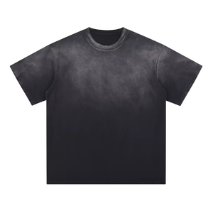 Camiseta de Manga Corta con Cuello Redondo y Estampado Tie-Dye para Hombre, 100% Algodón, Tejido de Punto, Corte Regular Informal, Diseño Sólido con Degradado Blanco y Gris - Product Image 4