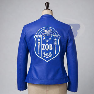 Veste en cuir bleu premium Zeta Phi Beta Sorority avec lettres grecques pour les membres de la sororité et de la fraternité ZPB, veste pour femmes - Product Image 2