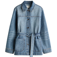 Veste en jean oversize délavée pour femme, coupe ample, boutonnée, manches longues, style décontracté streetwear, vêtement d'extérieur tendance