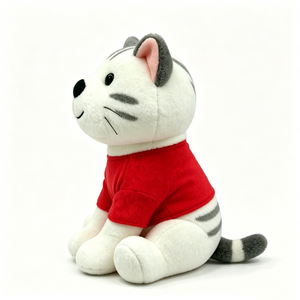 Peluche de panda blanco y negro, peluche de panda con camisa roja, muñeco de peluche de panda sentado, peluche de panda. - Product Image 3