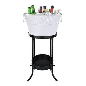 Elegante Bañera de Metal Galvanizado para Fiestas con Soporte y Asa de Madera, la Mejor Calidad para Almacenamiento de Bebidas en Interiores y Exteriores, Vino y Cerveza - Product Image 3